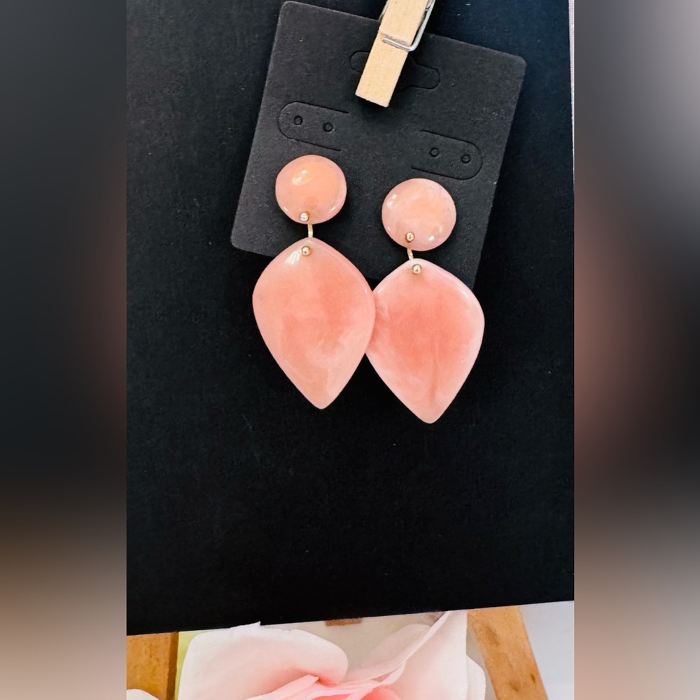 Fossil Pale Pink Resin Teardrop Earrings